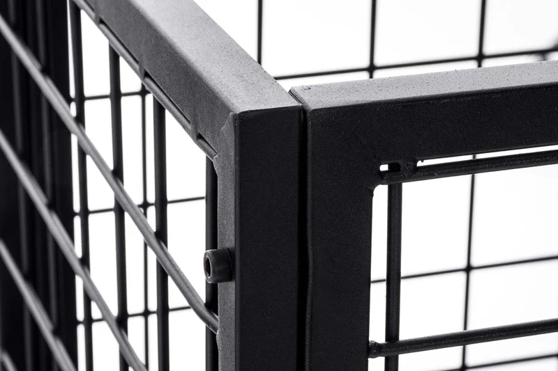 Range-bûches vertical 40x40x120 en métal noir avec tablette – Rangement bois de chauffage design 10_0009030
