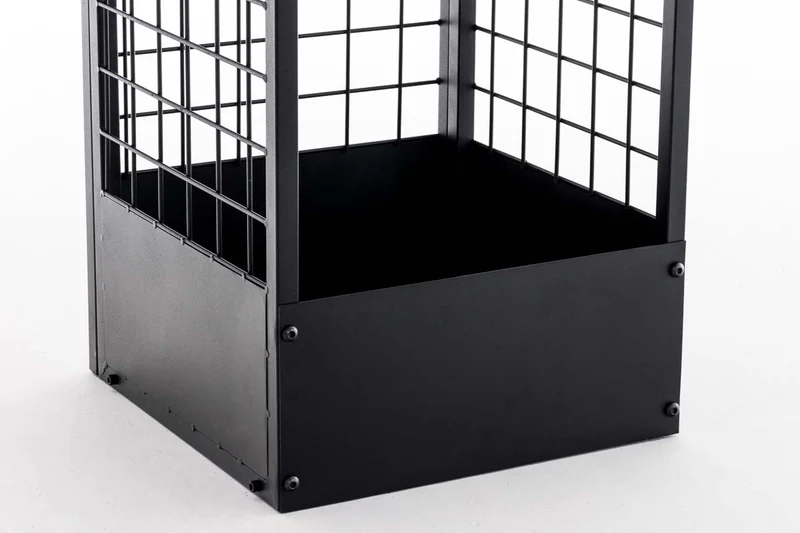 Range-bûches vertical 40x40x120 en métal noir avec tablette – Rangement bois de chauffage design 10_0009030