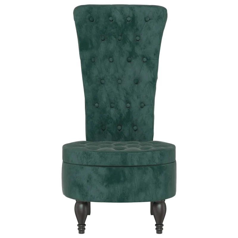 Chaise à dossier haut en velours vert foncé dossier capitonné DEC026251