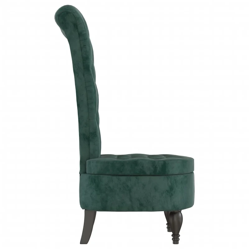 Chaise à dossier haut en velours vert foncé dossier capitonné DEC026251
