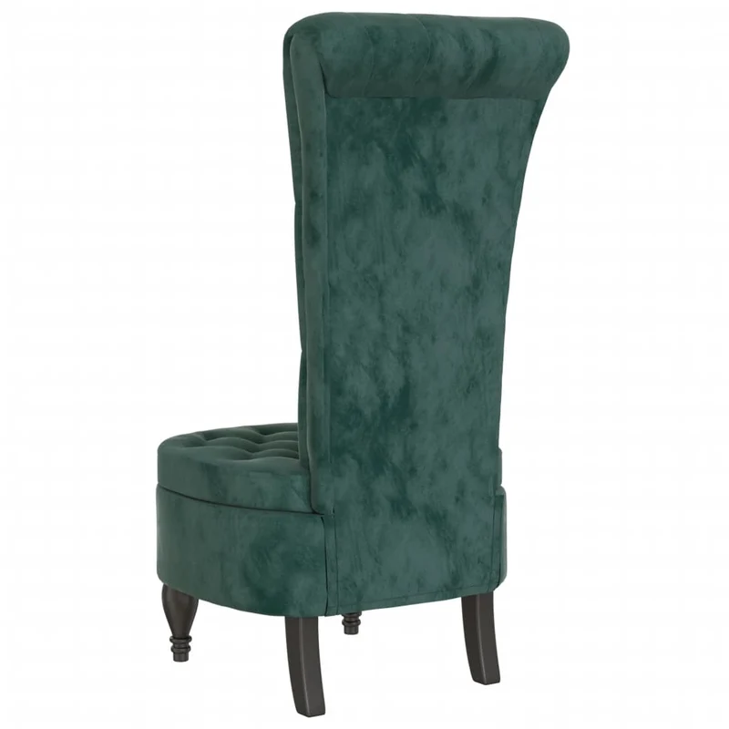 Chaise à dossier haut en velours vert foncé dossier capitonné DEC026251