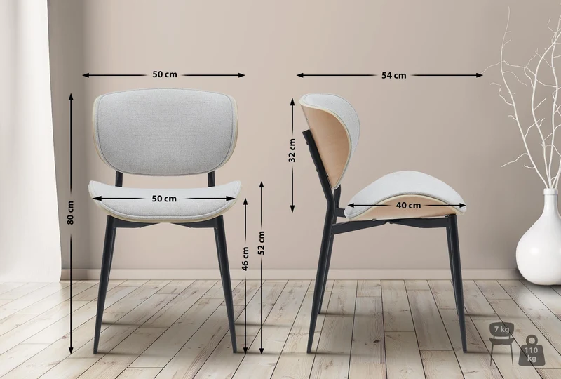 Lot de 2 chaises de salle à manger design en similicuir crème avec coque bois clair structure métal robuste 10_0008619