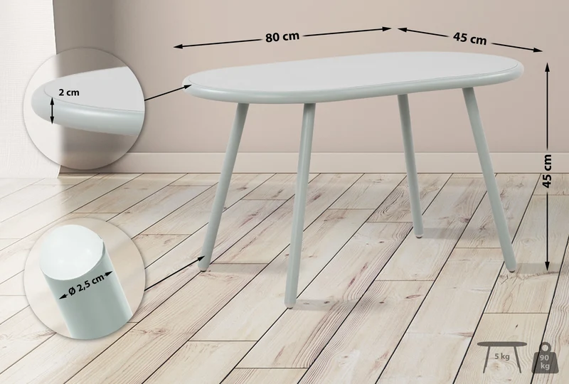 Table basse ovale intérieur / extérieur en polypropylène recyclé couleur turquoise 80 x 45 cm 10_0009236