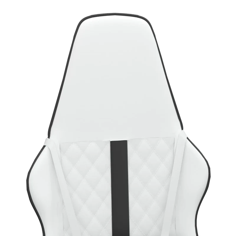 Fauteuil de bureau chaise gaming sur roulettes avec coussin lombaire en PVC blanc et noir DEC025817