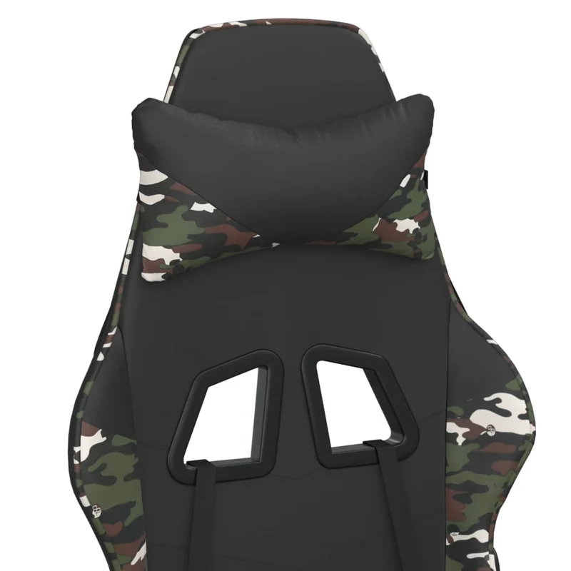 Fauteuil de bureau chaise gaming sur roulettes avec repose-pied noir et camouflage PVC vert DEC025763
