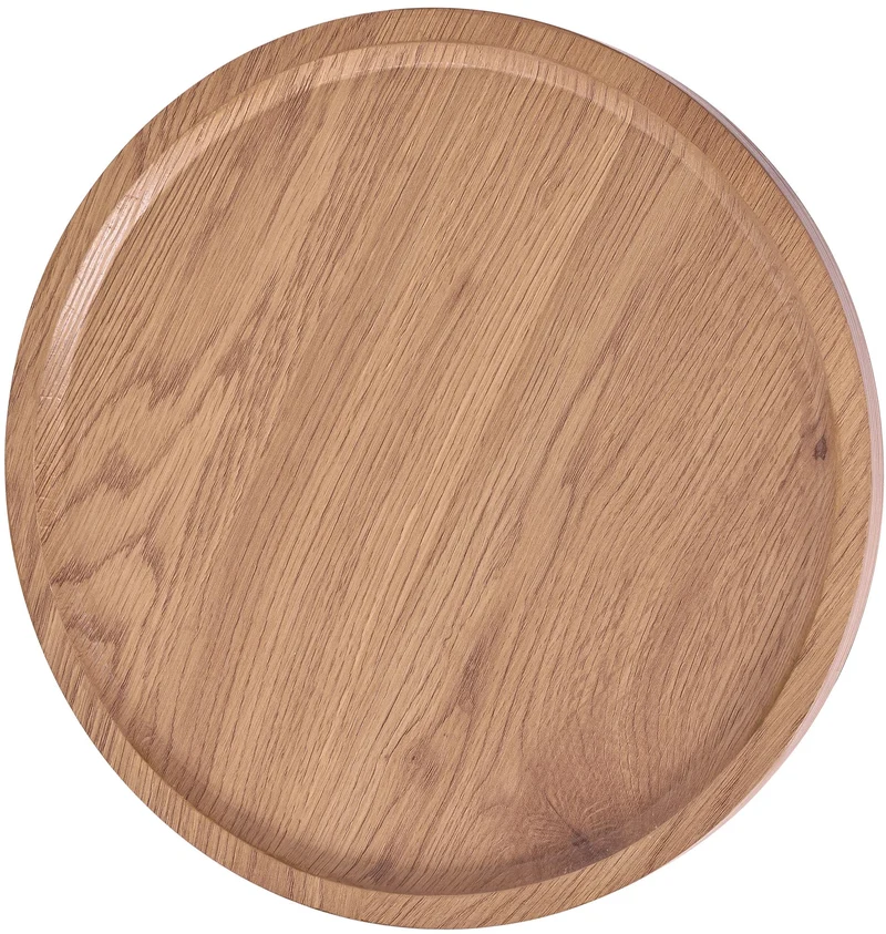 Ensemble de tables d'appoint moderne plateau rond en bois clair Ø60cm et Ø40cm pied central en métal noir 10_0009159