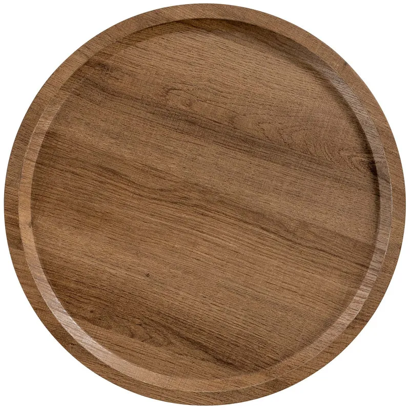 Ensemble de tables d'appoint moderne plateau rond en bois marron Ø60cm et Ø40cm pied central en métal noir 10_0009155
