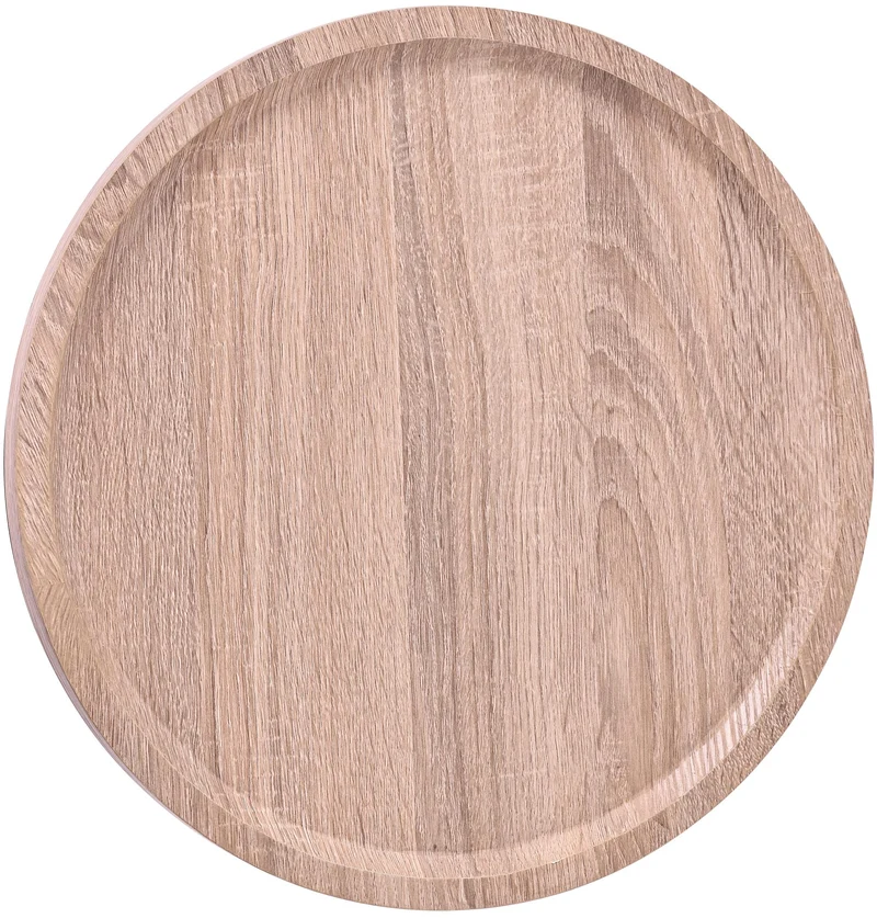 Table d'appoint moderne plateau rond en bois couleur chêne Ø60cm design avec pied central en métal noir 10_0009148