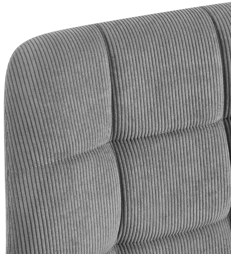 Lot de 4 chaises de salle à manger coutures décoratives carrées en velours côtelé gris et métal noir 10_0007667