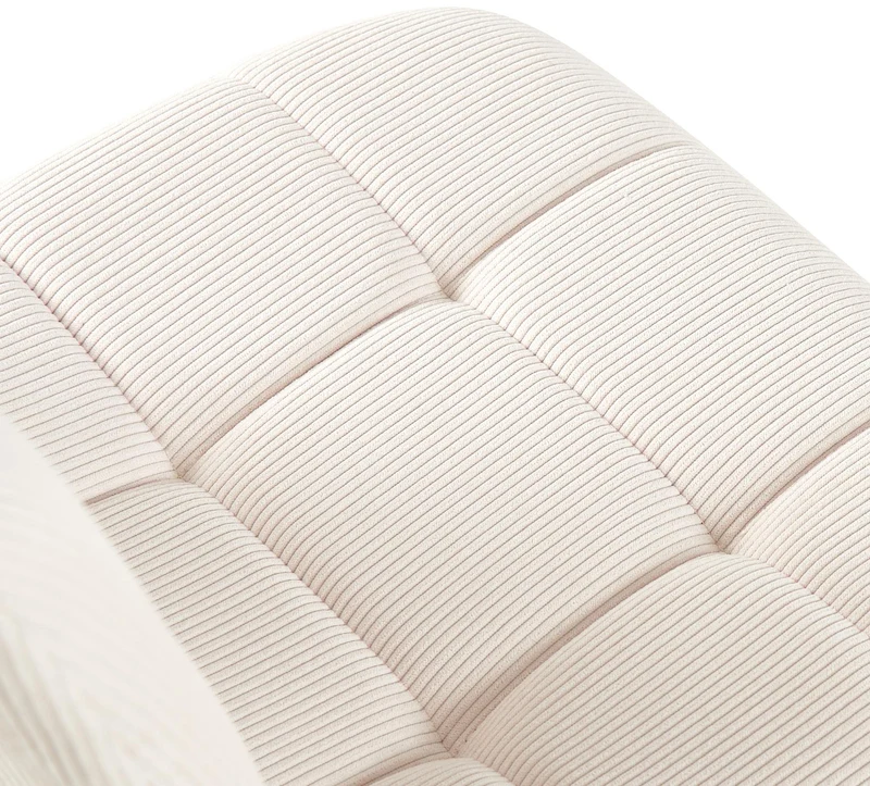 Lot de 2 chaises de salle à manger coutures décoratives carrées en velours côtelé crème et métal noir 10_0007554
