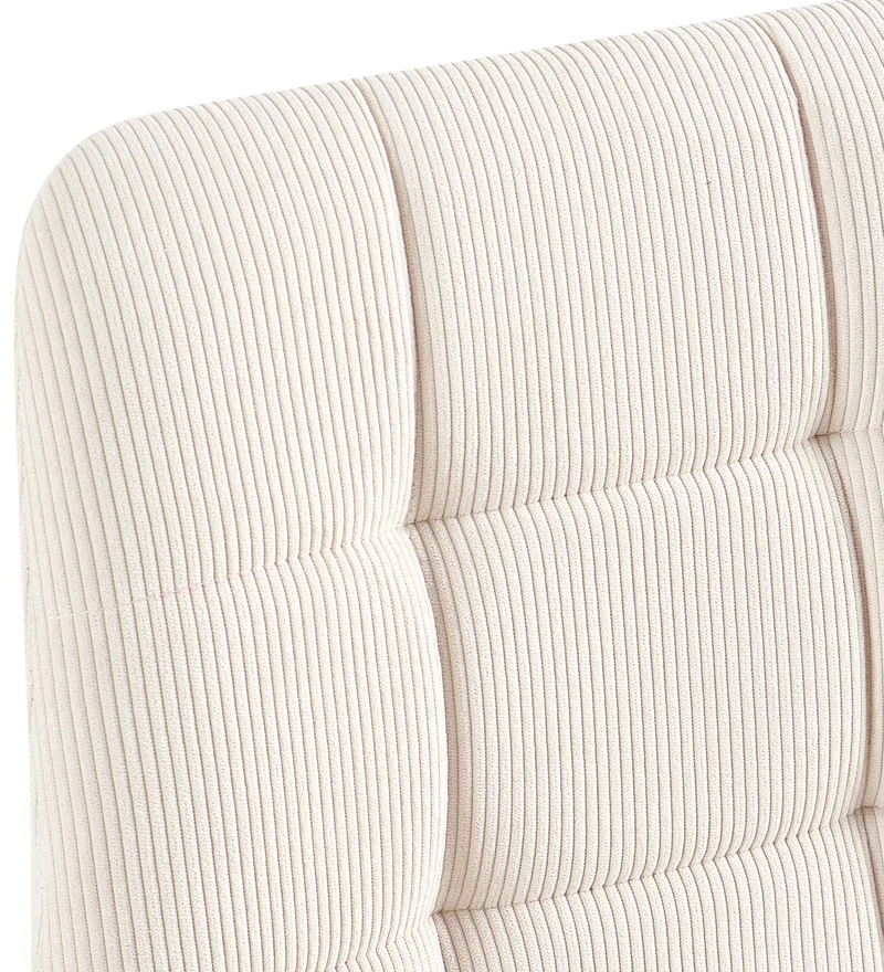 Lot de 2 chaises de salle à manger coutures décoratives carrées en velours côtelé crème et métal noir 10_0007554