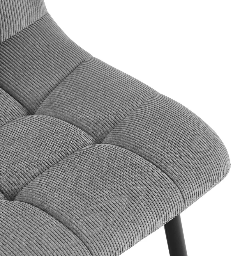 Lot de 2 chaises de salle à manger coutures décoratives carrées en velours côtelé gris et métal noir 10_0007463