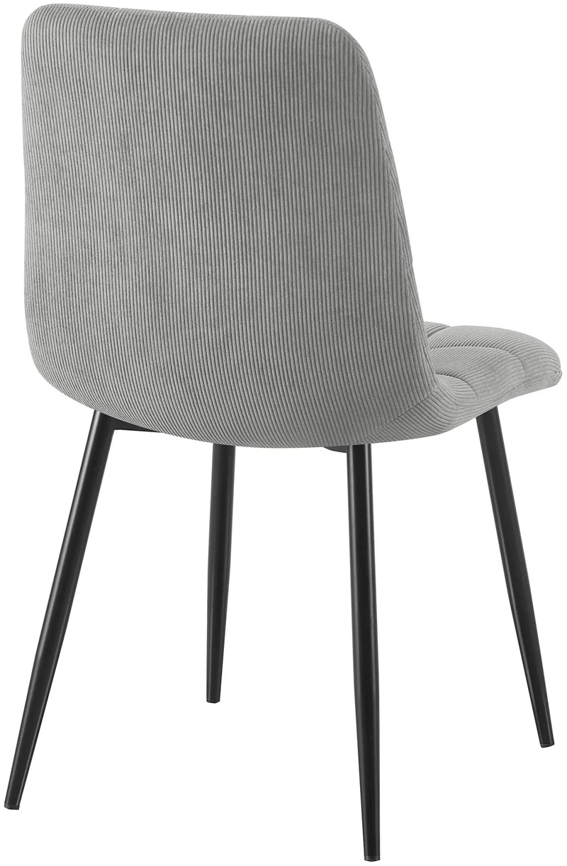 Lot de 2 chaises de salle à manger coutures décoratives carrées en velours côtelé gris et métal noir 10_0007463