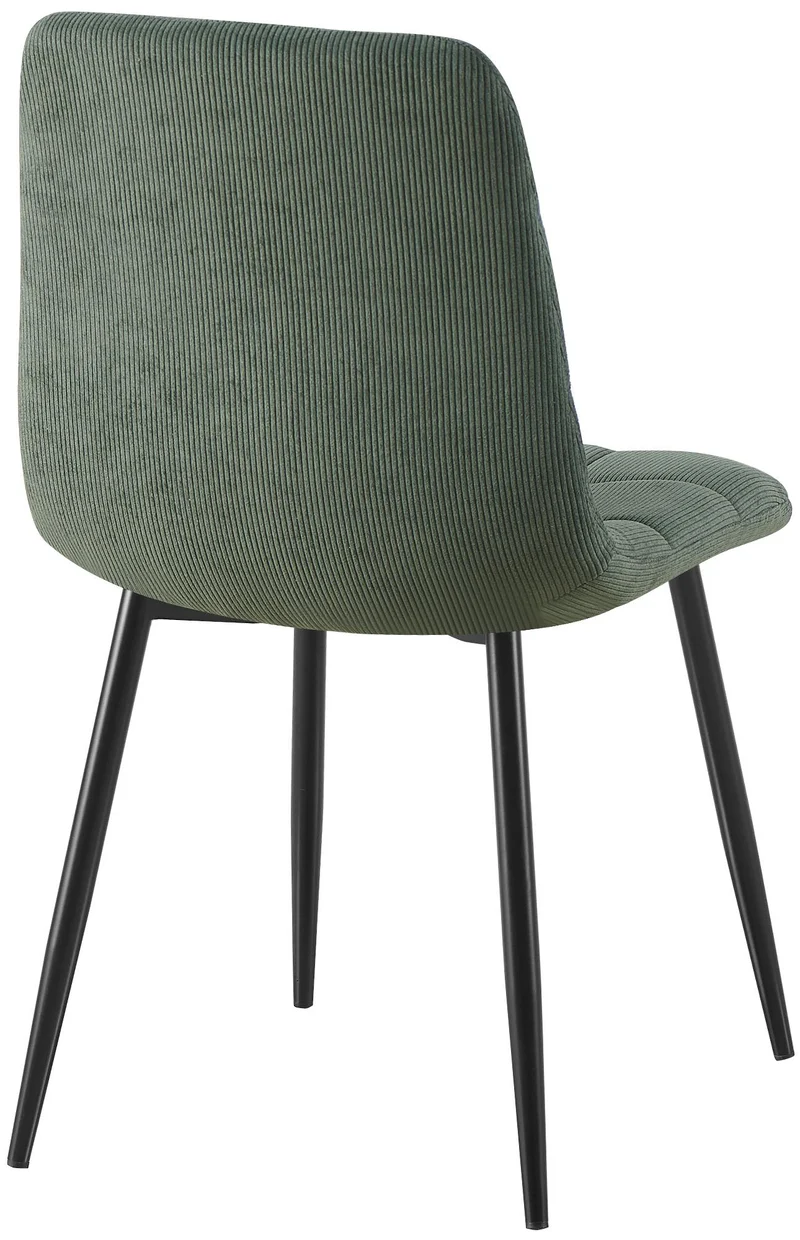 Chaise de salle à manger x1 coutures décoratives carrées en velours côtelé vert et métal noir 10_0007259