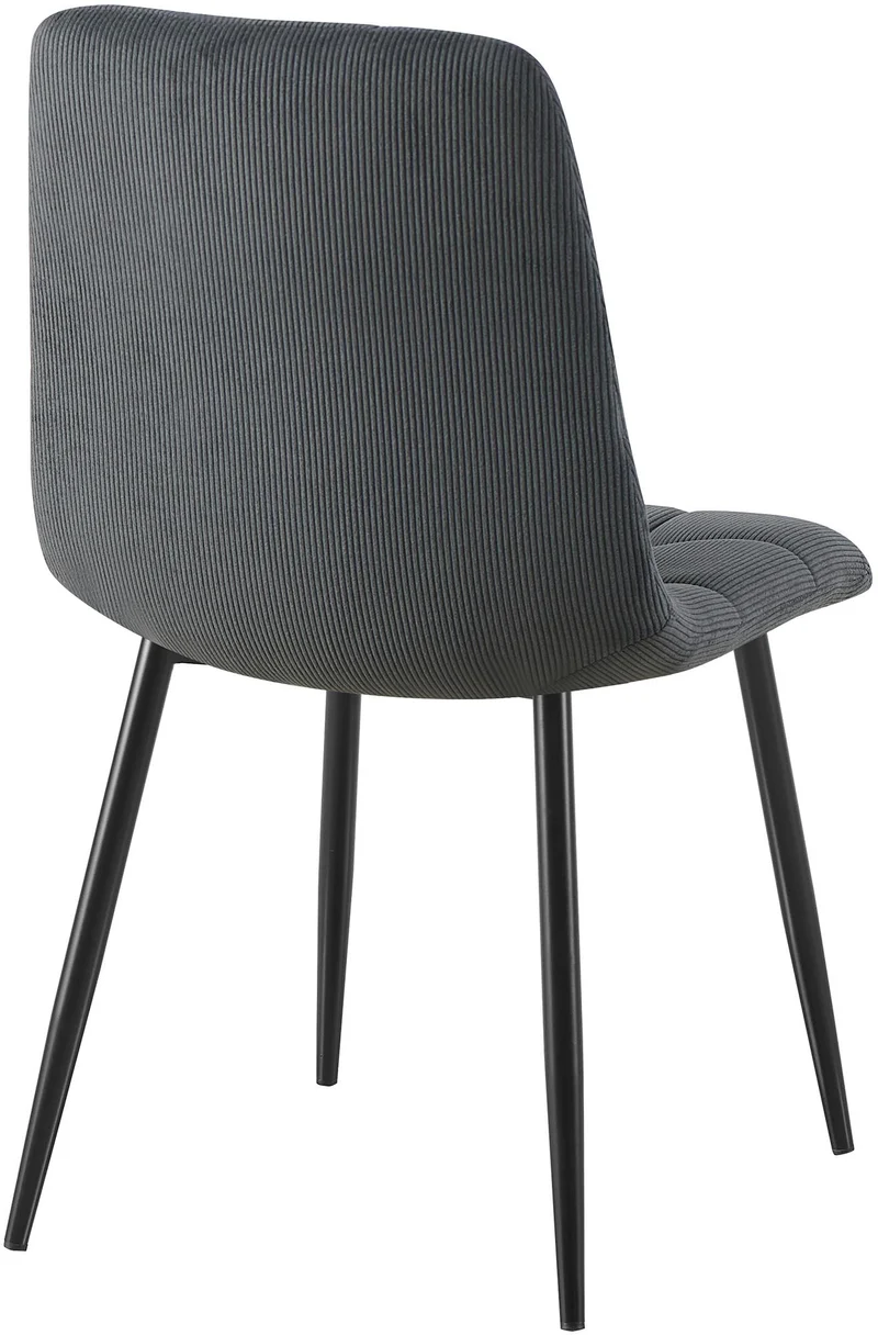 Chaise de salle à manger x1 coutures décoratives carrées en velours côtelé noir et métal noir 10_0007257