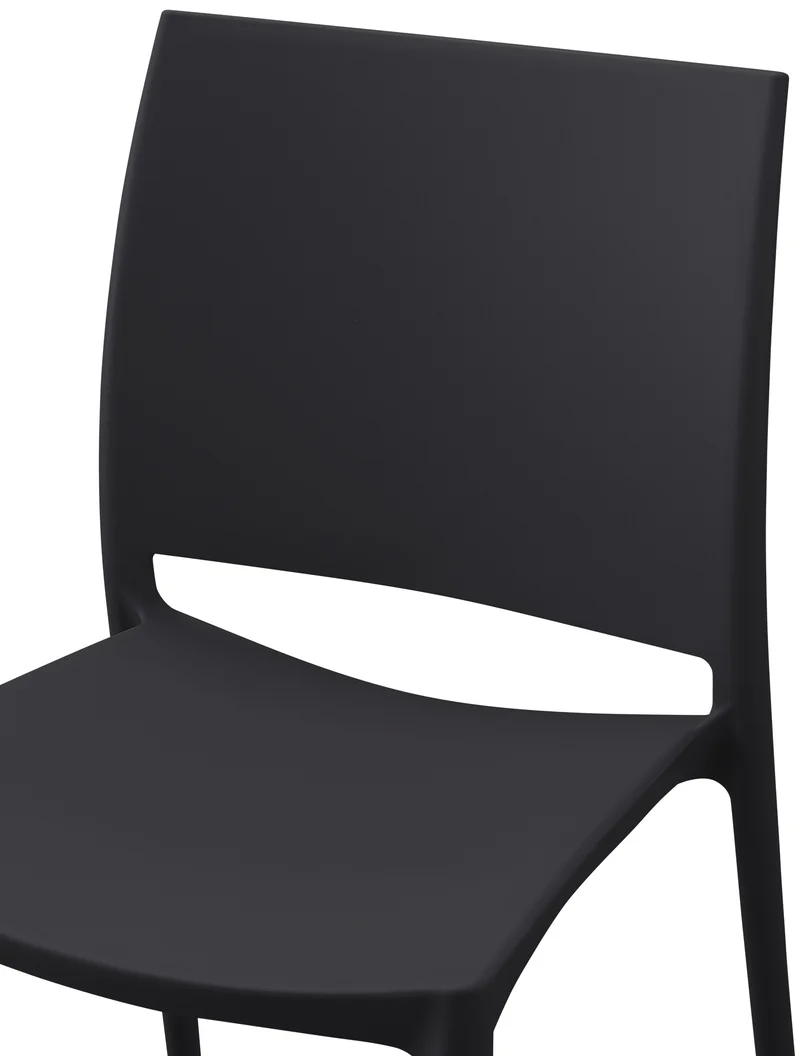 Lot de 2 chaises de jardin empilable dossier incurvé à quatre pieds stable en plastique noir 10_0007914