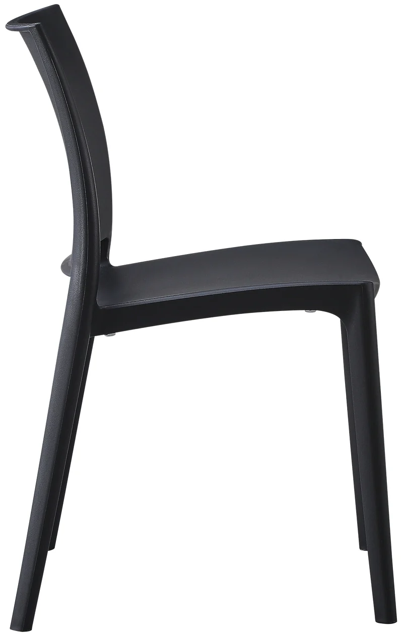 Lot de 2 chaises de jardin empilable dossier incurvé à quatre pieds stable en plastique noir 10_0007914