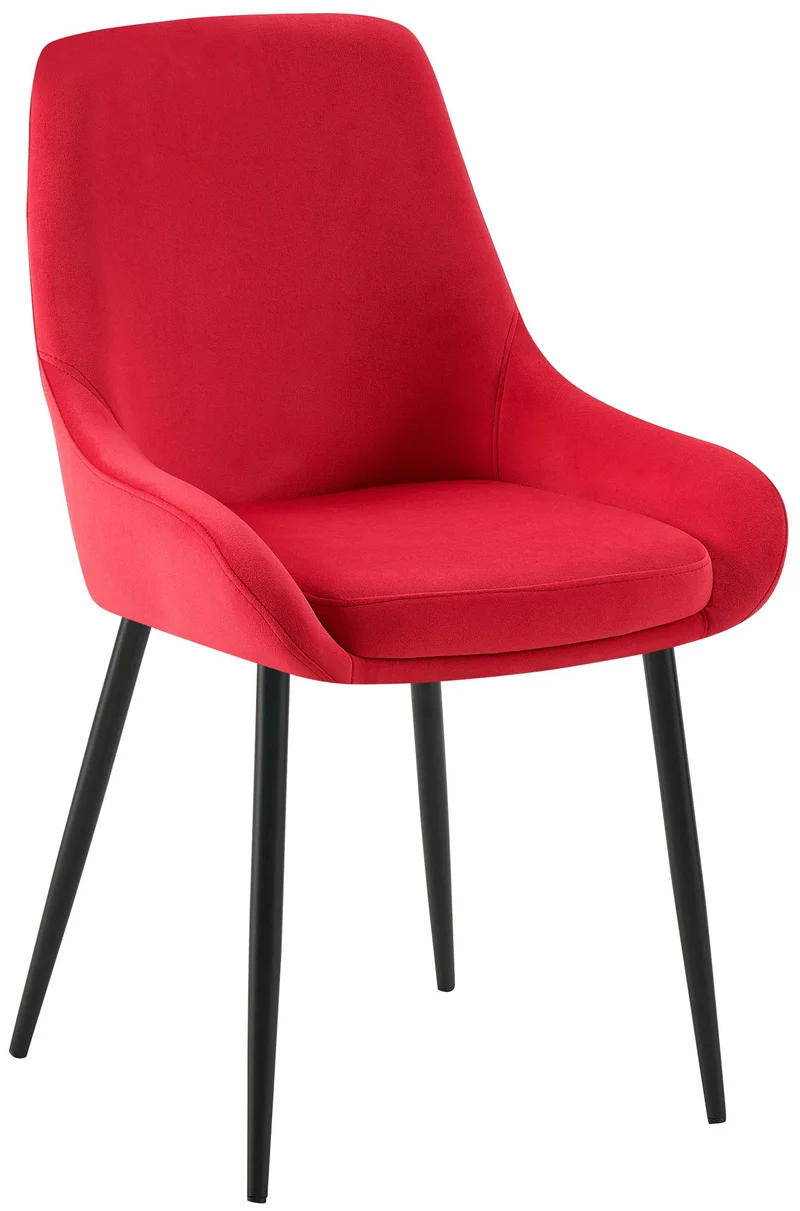 Lot de 2 chaises de salle à manger élégance confort design moderne en velours rouge structure métallique noir 10_0007855