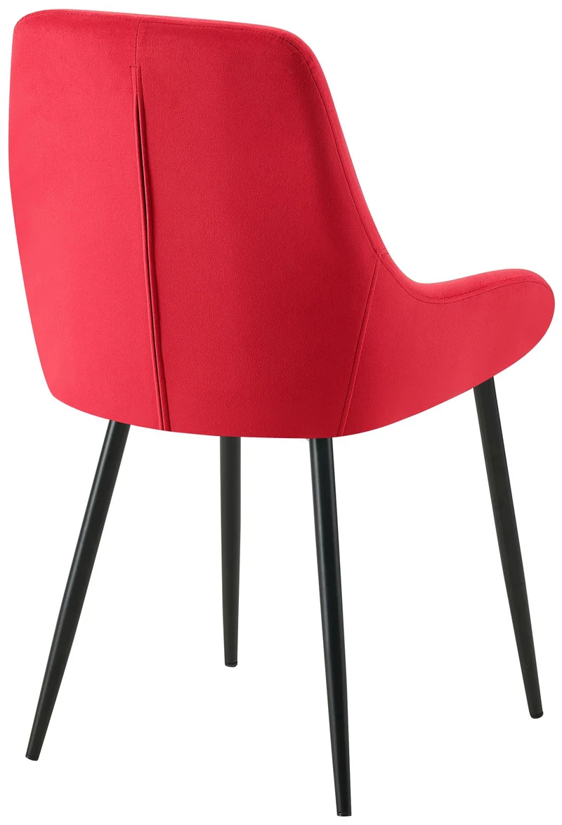Chaise de salle à manger x1 élégance confort design moderne en velours rouge structure métallique noir 10_0007802