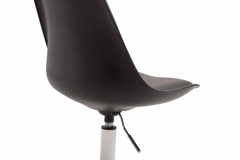 Chaise de salle à manger x1 pivotante hauteur réglable en plastique noir et pied trompette en métal blanc 10_0008275