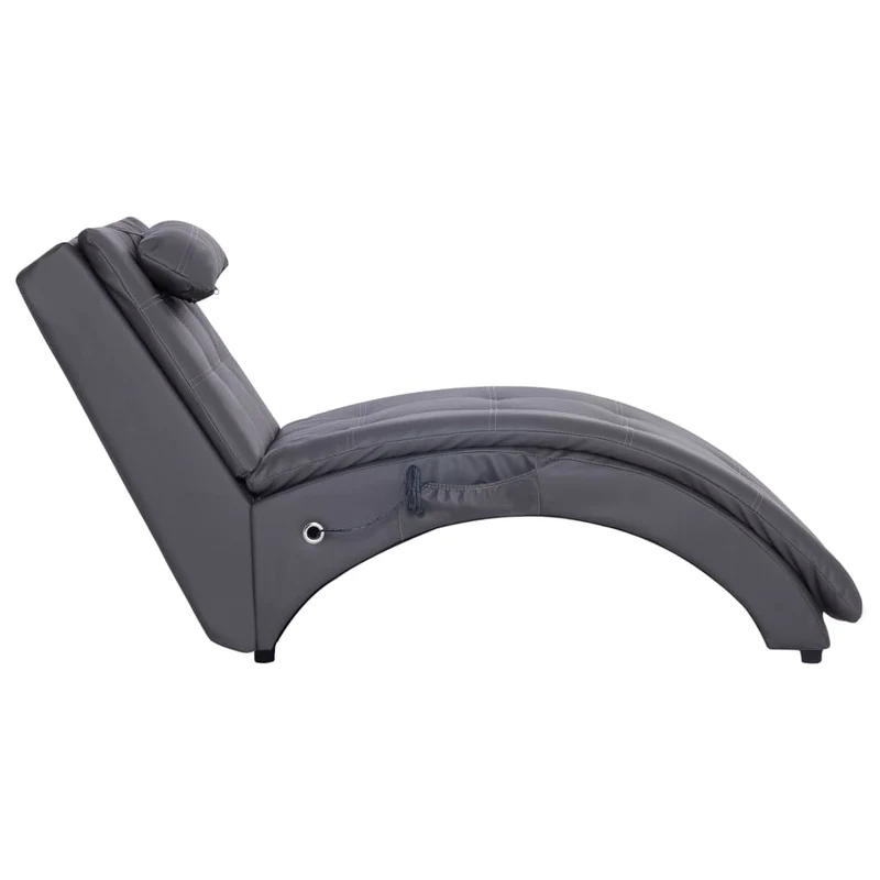 Méridienne chaise longue pour intérieur fonction massage avec oreiller en PVC gris DEC026132