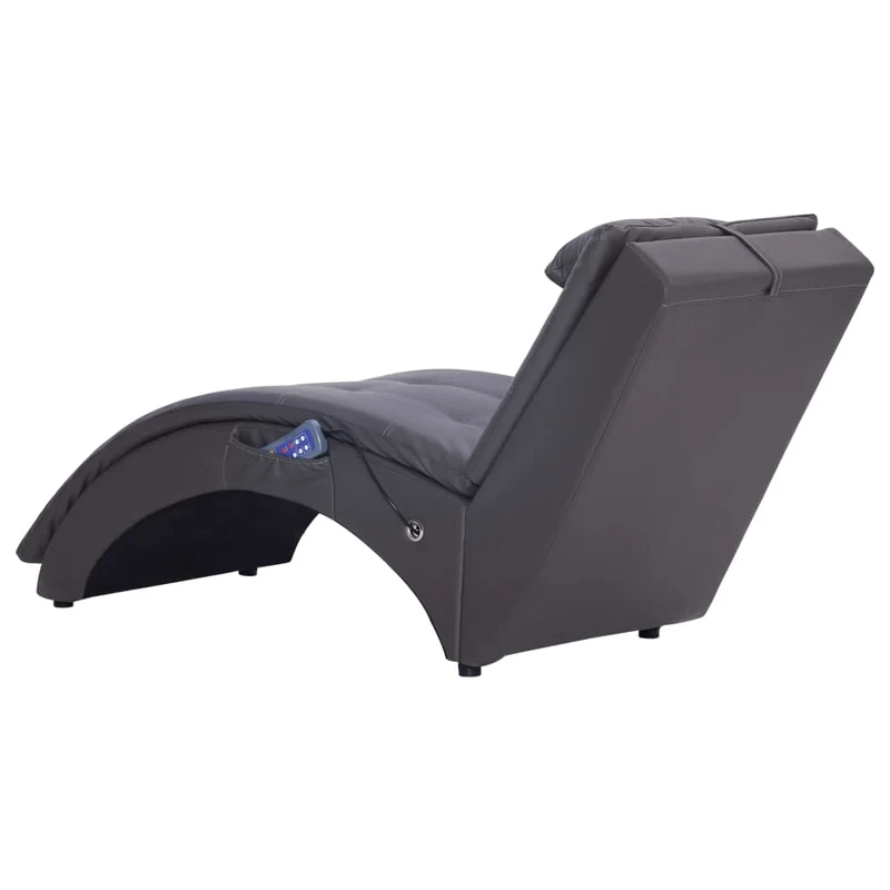 Méridienne chaise longue pour intérieur fonction massage avec oreiller en PVC gris DEC026132