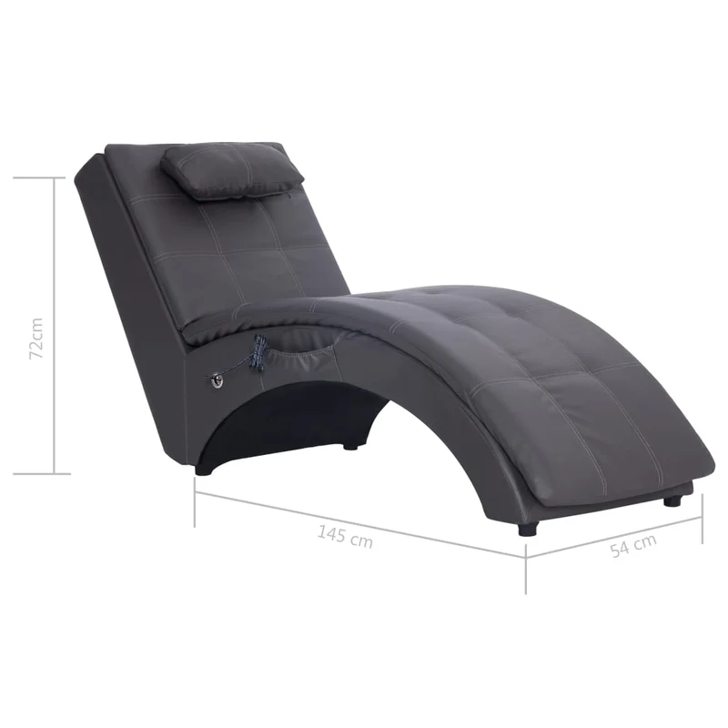 Méridienne chaise longue pour intérieur fonction massage avec oreiller en PVC gris DEC026132
