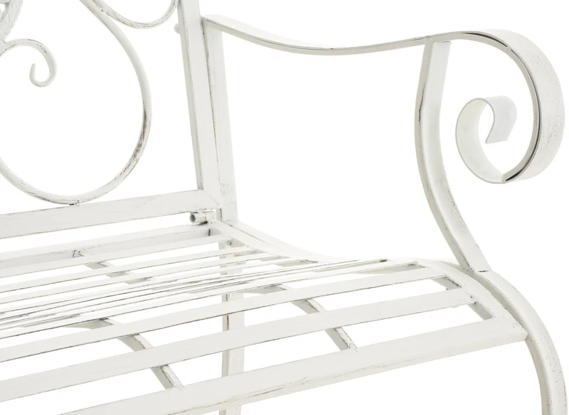 Lot de 2 fauteuils en métal blanc vieilli avec motifs décoratifs – jardin ou terrasse 10_0008018