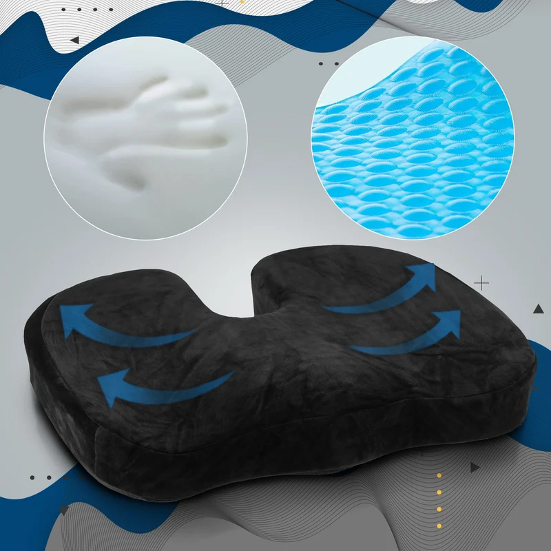 Coussin d’assise ergonomique avec gel rafraîchissant 46 × 36 × 7 cm housse lavable jusqu’à 110 kg 10_0008932