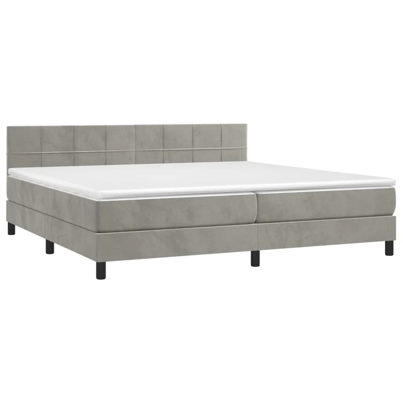 Cadre de lit LED avec sommier tête de lit matelas surmatelas 200x200 cm tissu velours gris clair TDL0207759