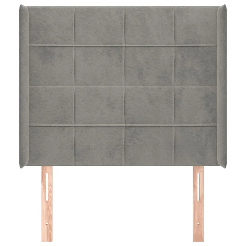 Tête de lit accessoire couchage chambre à coucher meuble avec rebord latéral 103 x 16 x 118/128 cm tissu velours gris clair TDL0205319