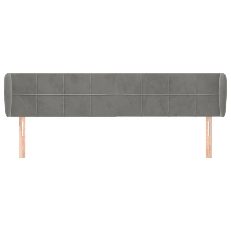 Tête de lit accessoire couchage chambre à coucher meuble avec rebord latéral 203 x 23 x 78/88 cm tissu velours gris clair TDL0205153