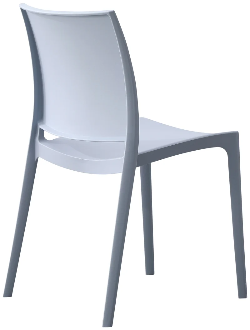 Lot de 2 chaises empilable design en plastique couleur gris clair résistant aux UV – jardin terrasse et intérieur 10_0007912
