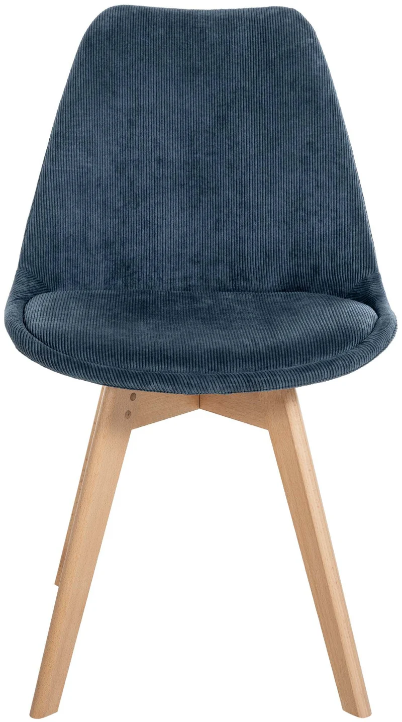 Lot de 4 chaises de salle à manger style scandinave en velours côtelé bleu foncé CDS10391
