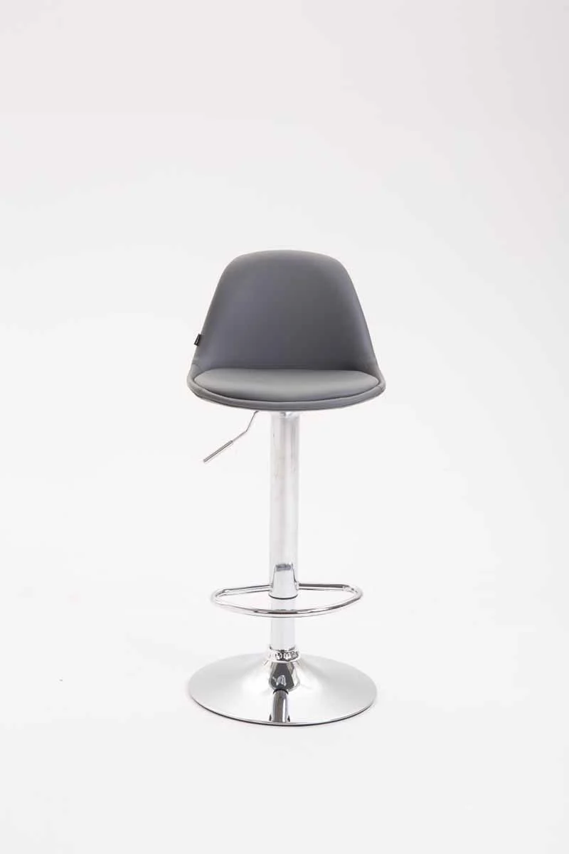 Tabouret de bar avec repose-pieds design moderne synthétique gris et métal 10_0000148