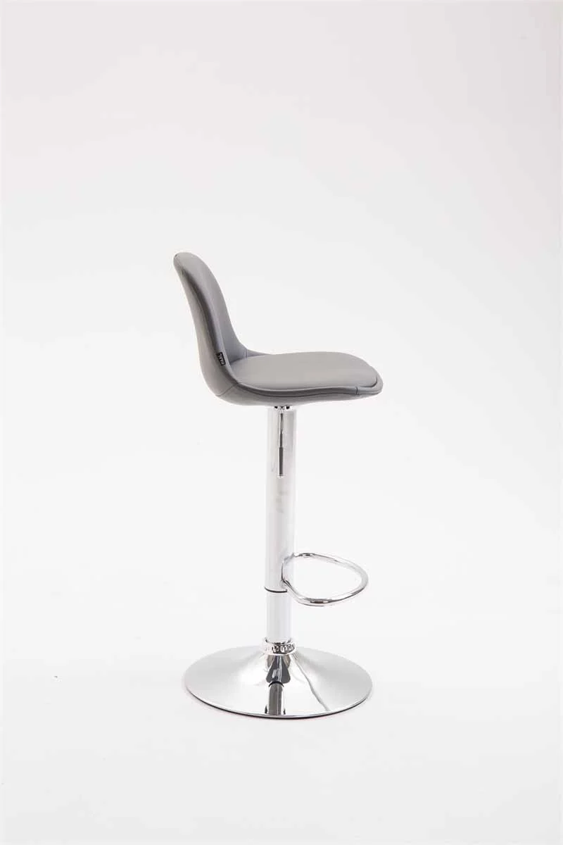 Tabouret de bar avec repose-pieds design moderne synthétique gris et métal 10_0000148