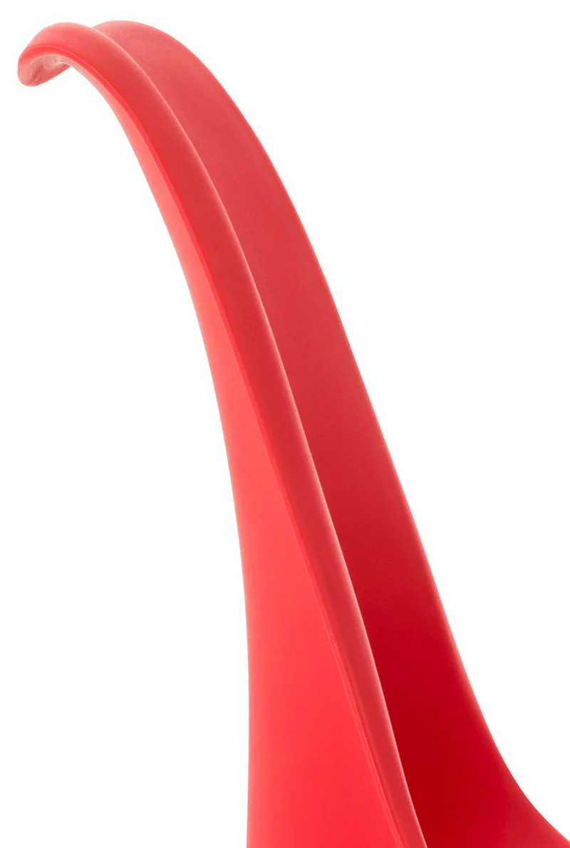 Chaise de salle à manger x1 design scandinave en plastique et PVC rouge et pieds en bois clair 10_0002273