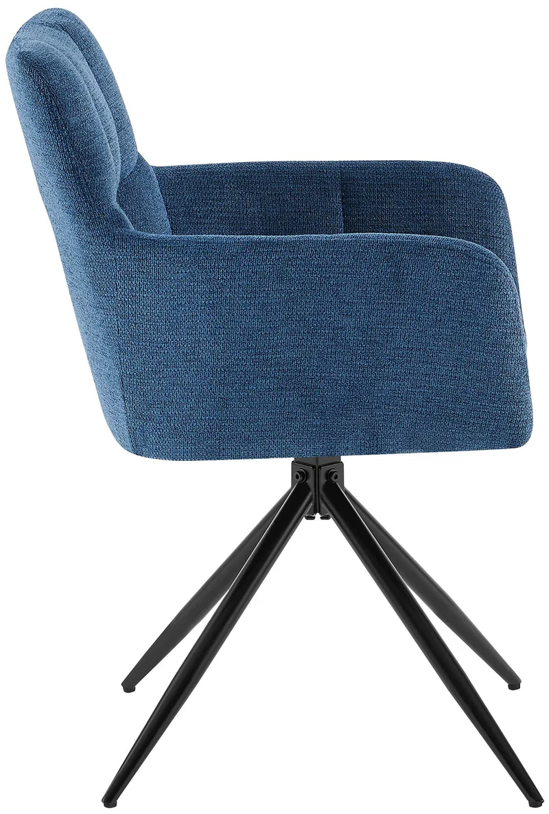 Lot de 2 chaises de salle à manger moderne et confort mécanisme de rotation à 180° en tissu bleu foncé et métal 10_0007585
