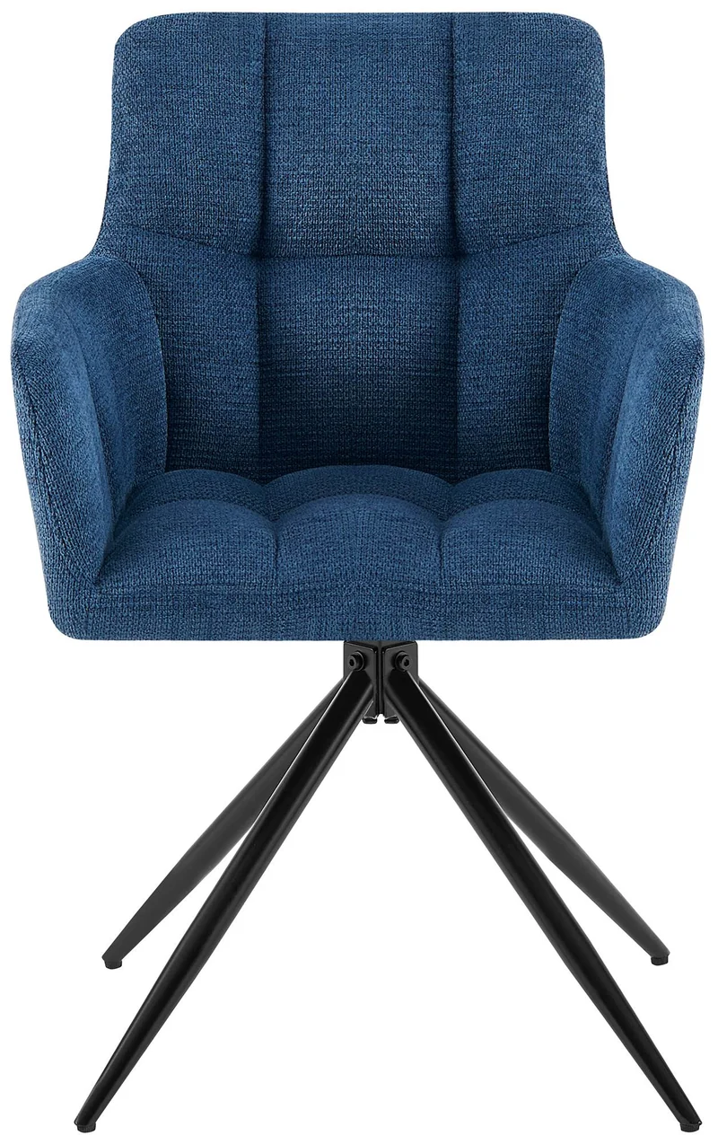 Lot de 2 chaises de salle à manger moderne et confort mécanisme de rotation à 180° en tissu bleu foncé et métal 10_0007585