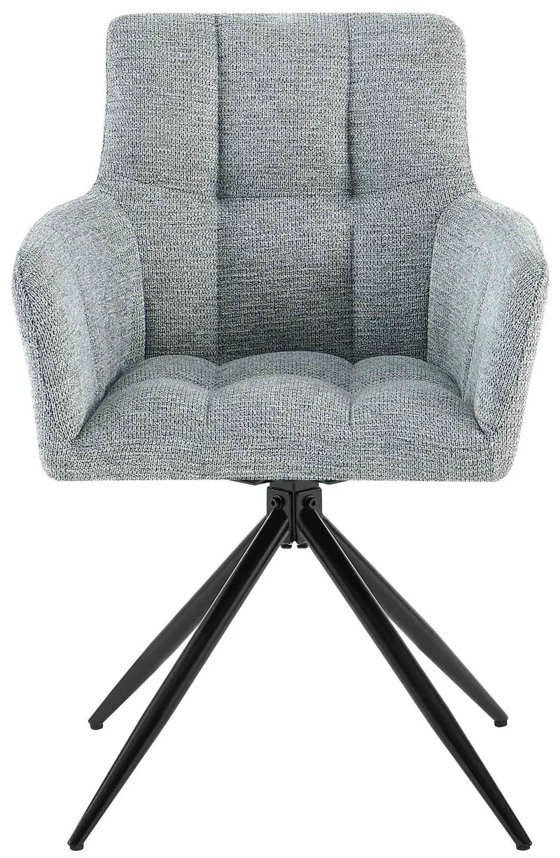 Chaise de salle à manger x1 moderne et confort mécanisme de rotation à 180° en tissu gris et métal 10_0007155