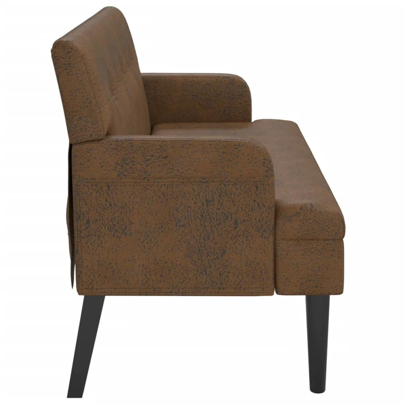 Banc canapé avec dossier capitonné accoudoirs 112 x 65,5 x 75 cm PVC aspect daim marron DEC024651