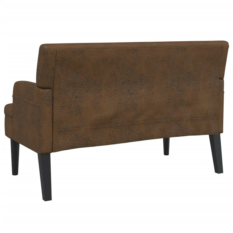 Banc canapé avec dossier capitonné accoudoirs 112 x 65,5 x 75 cm PVC aspect daim marron DEC024651