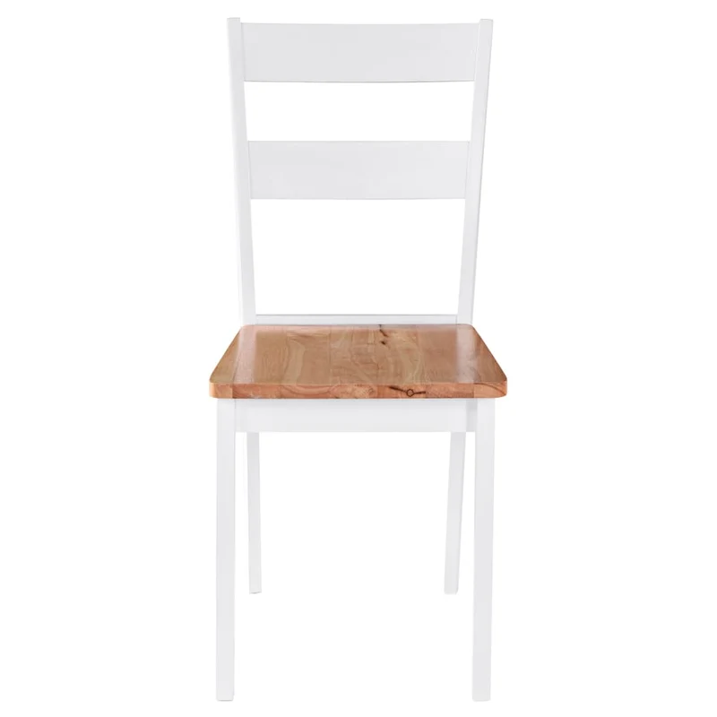 Lot de 2 chaises de salle à manger cuisine design classique bois d'hévéa massif blanc CDS020162