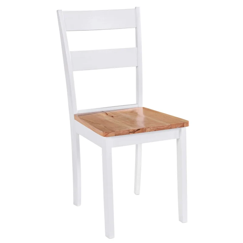 Lot de 2 chaises de salle à manger cuisine design classique bois d'hévéa massif blanc CDS020162