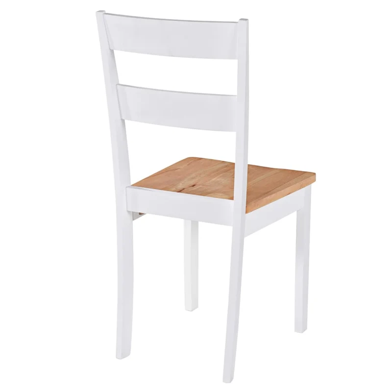 Lot de 2 chaises de salle à manger cuisine design classique bois d'hévéa massif blanc CDS020162