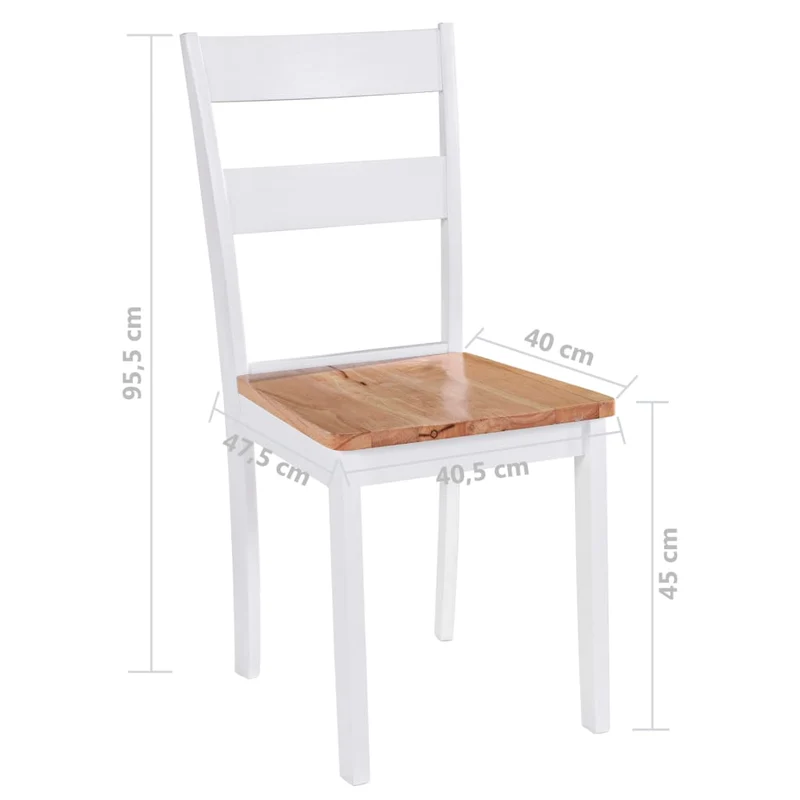 Lot de 2 chaises de salle à manger cuisine design classique bois d'hévéa massif blanc CDS020162