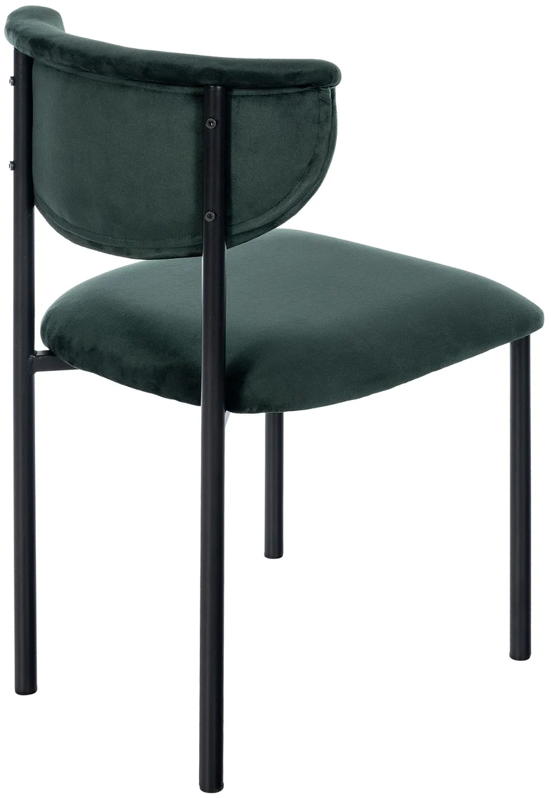 Chaise de salle à manger x1 élégante lignes épurées assise galbée velours vert foncé et métal noir 10_0008295