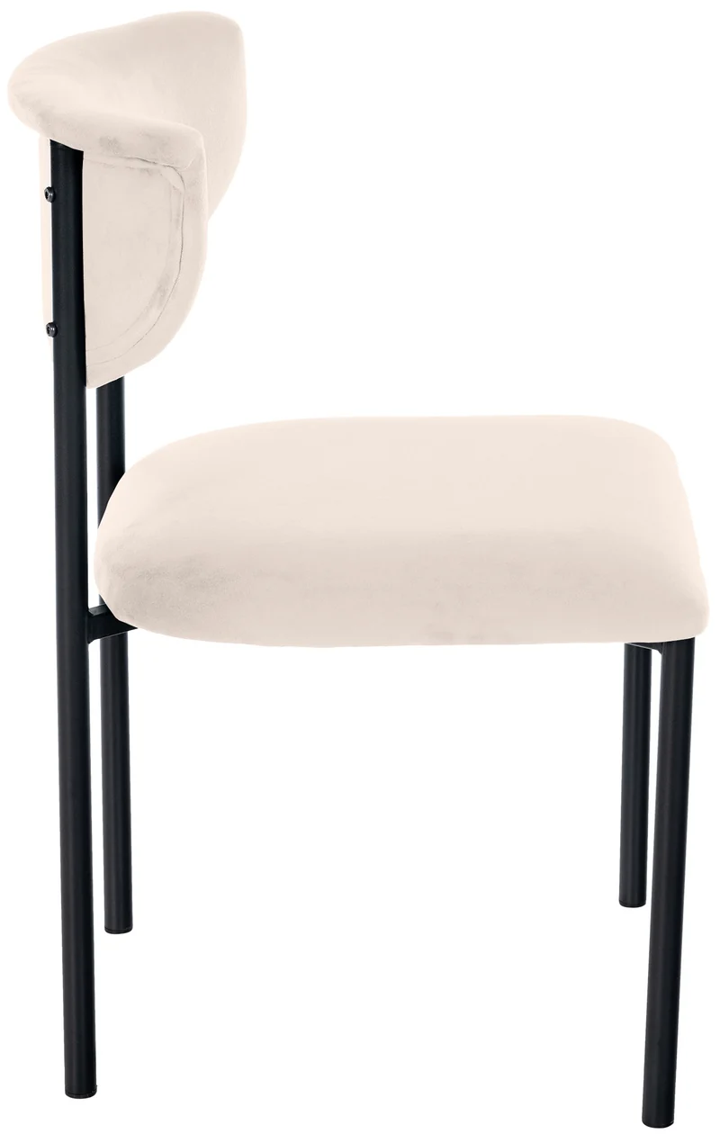 Chaise de salle à manger x1 élégante lignes épurées assise galbée velours crème et métal noir 10_0008293