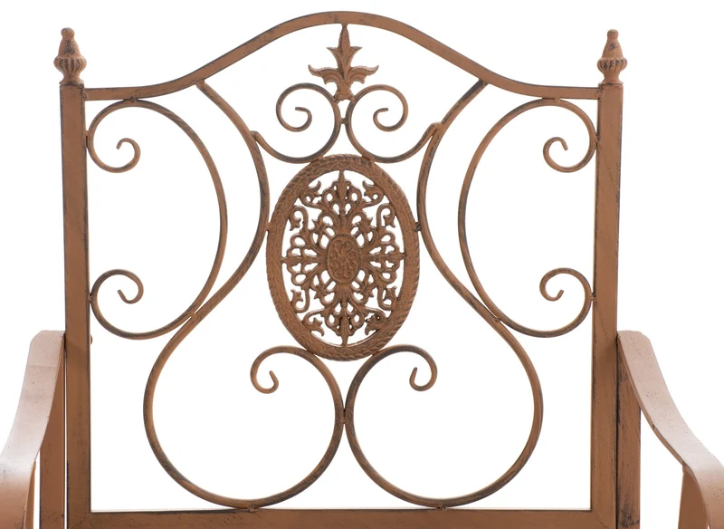 Lot de 2 fauteuils en métal marron vieilli avec motifs décoratifs – jardin ou terrasse 10_0007981