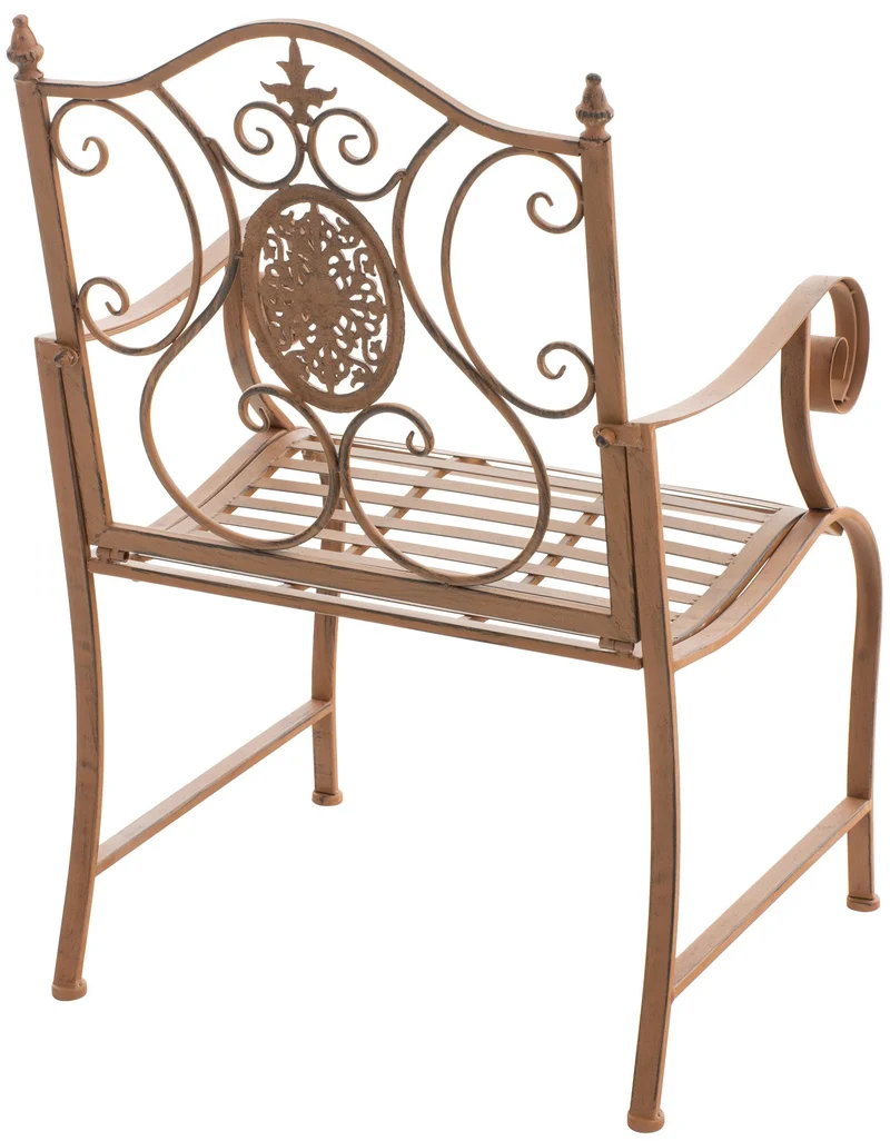 Lot de 2 fauteuils en métal marron vieilli avec motifs décoratifs – jardin ou terrasse 10_0007981